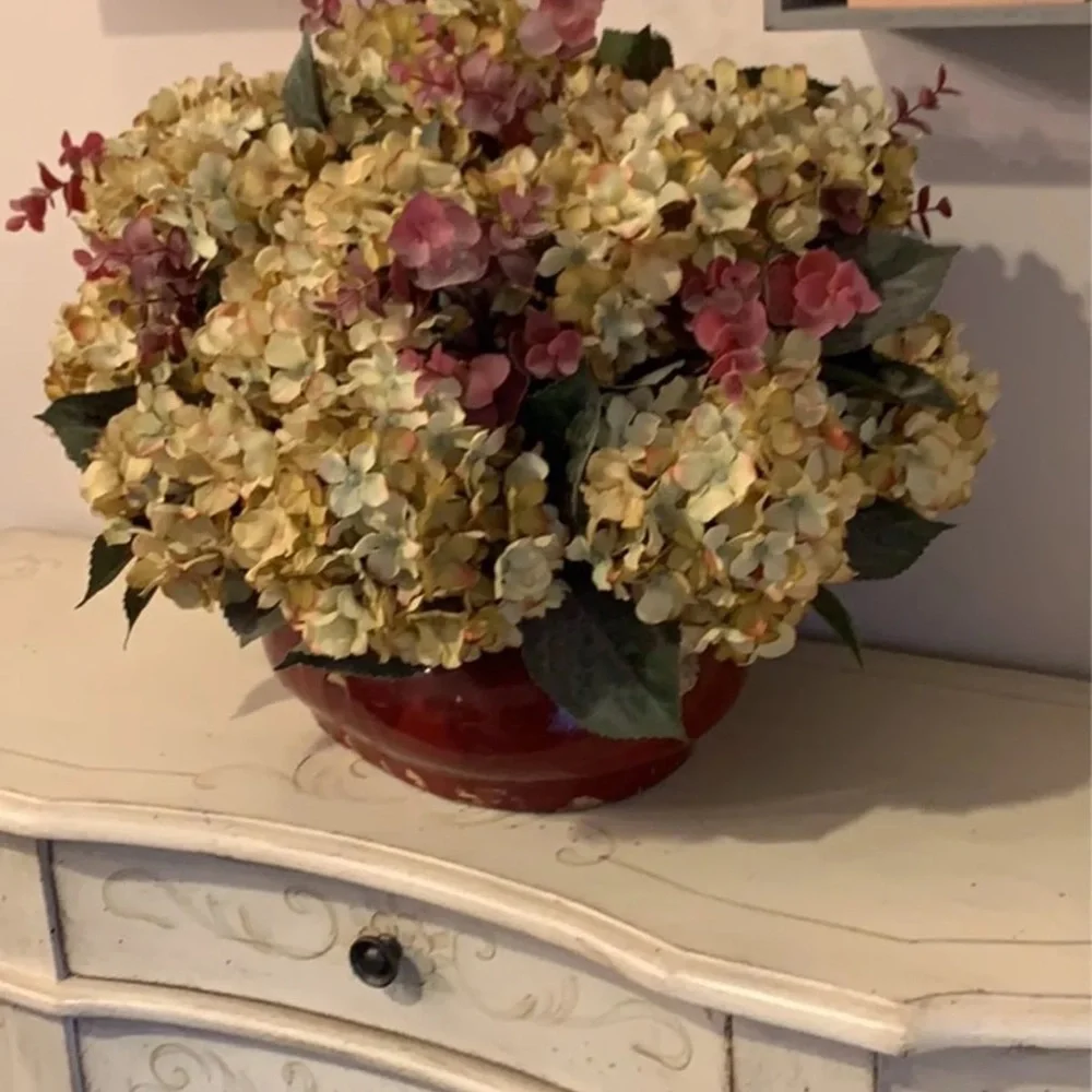 XL Faux Hydrangea Rustic Potted Floral
